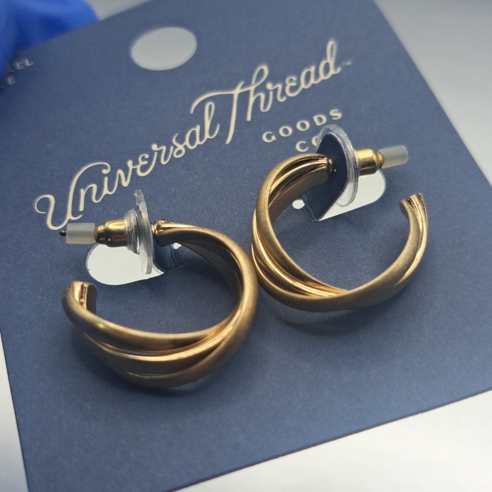 Universal Thread Twisted Gold Tone Earrings